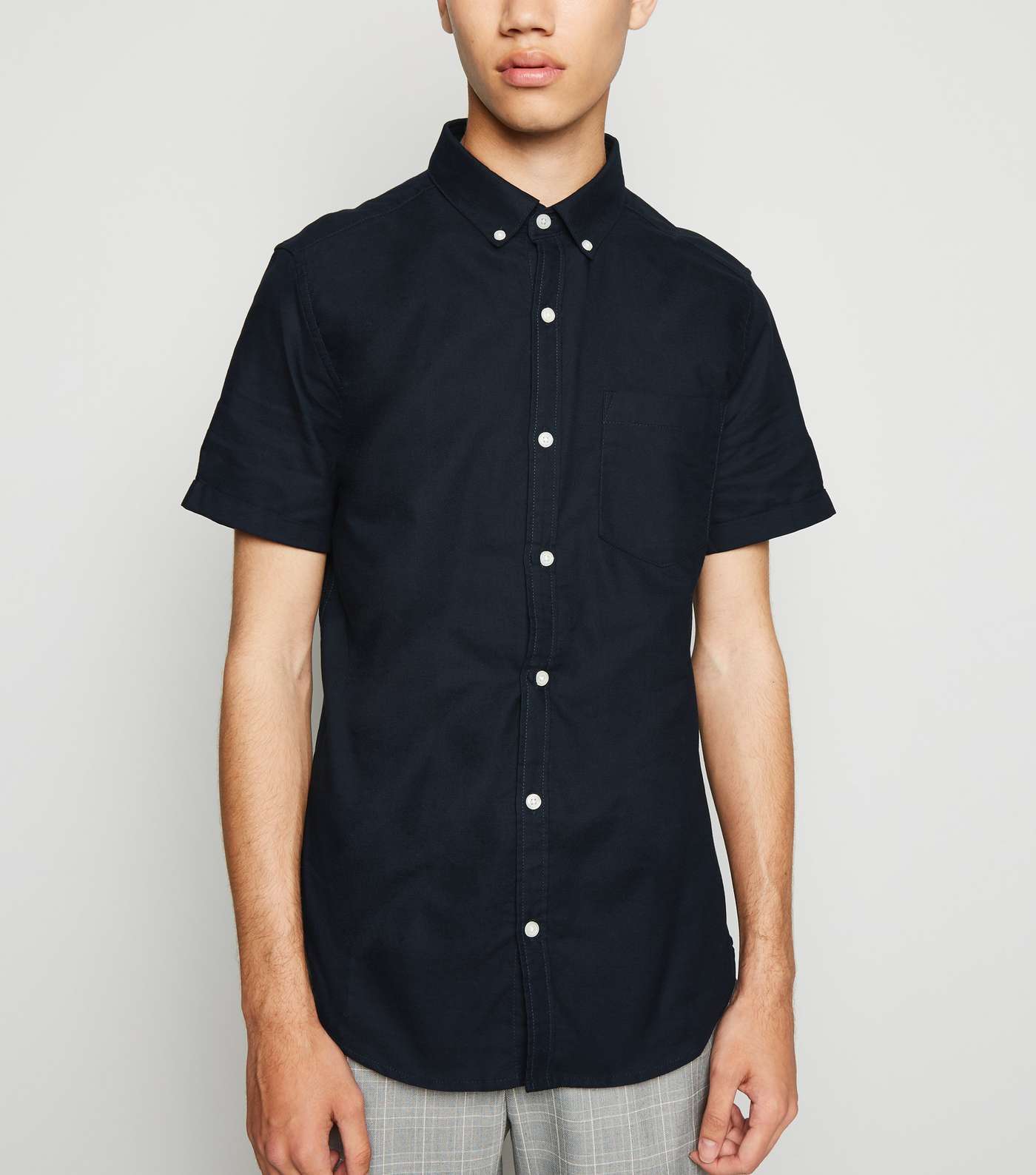 Navy Short Sleeve Cotton Oxford Shirt