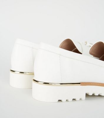 Off White Leather-Look Chunky Tassel 