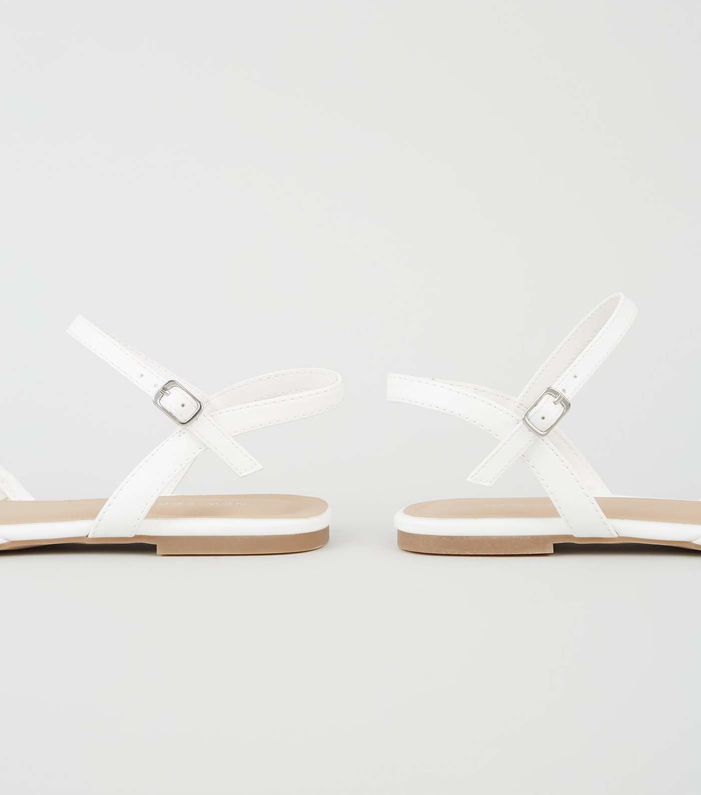 White Leather-Look Woven Sandals Image 4