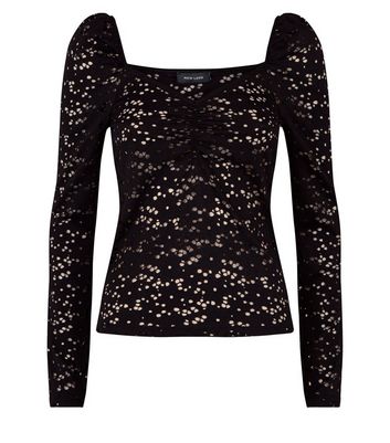 Black Lace Sweetheart Neck Top