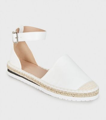 White Leather-Look 2 Part Espadrilles 