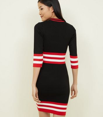 black dress with red stripe