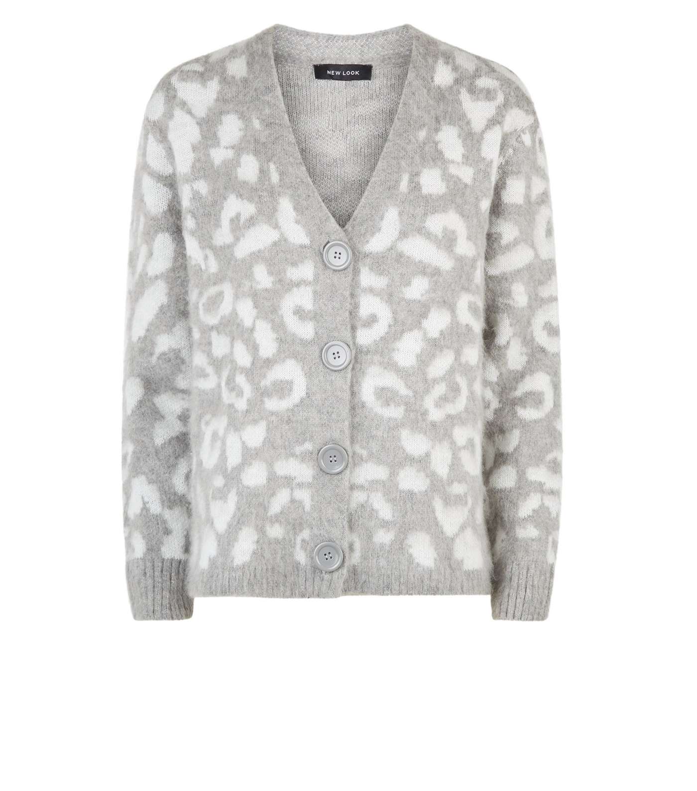 Light Grey Leopard Pattern Button Up Cardigan  Image 4