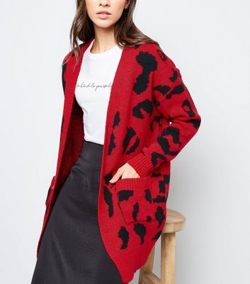 new look red cardigan