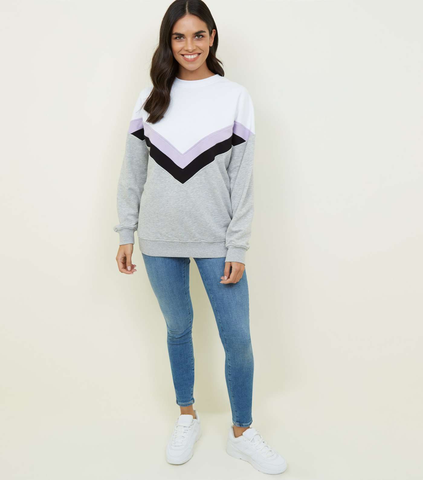 Lilac Chevron Colour Block Sweatshirt  Image 2