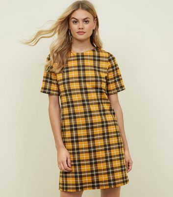 new look yellow check dress