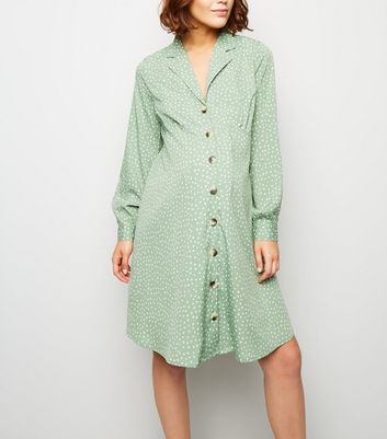 new look green spot dress