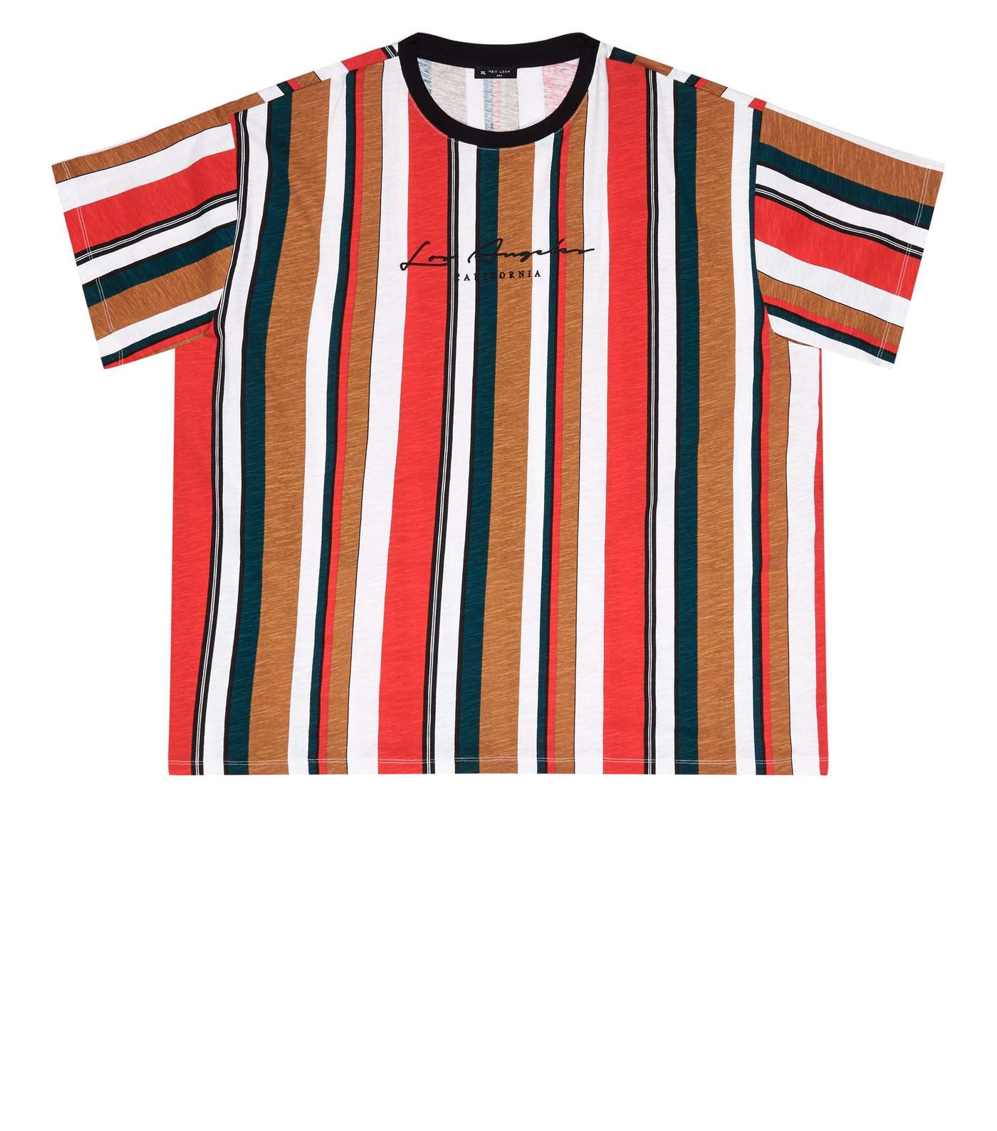 Plus Size Red Striped Los Angeles Slogan T-Shirt