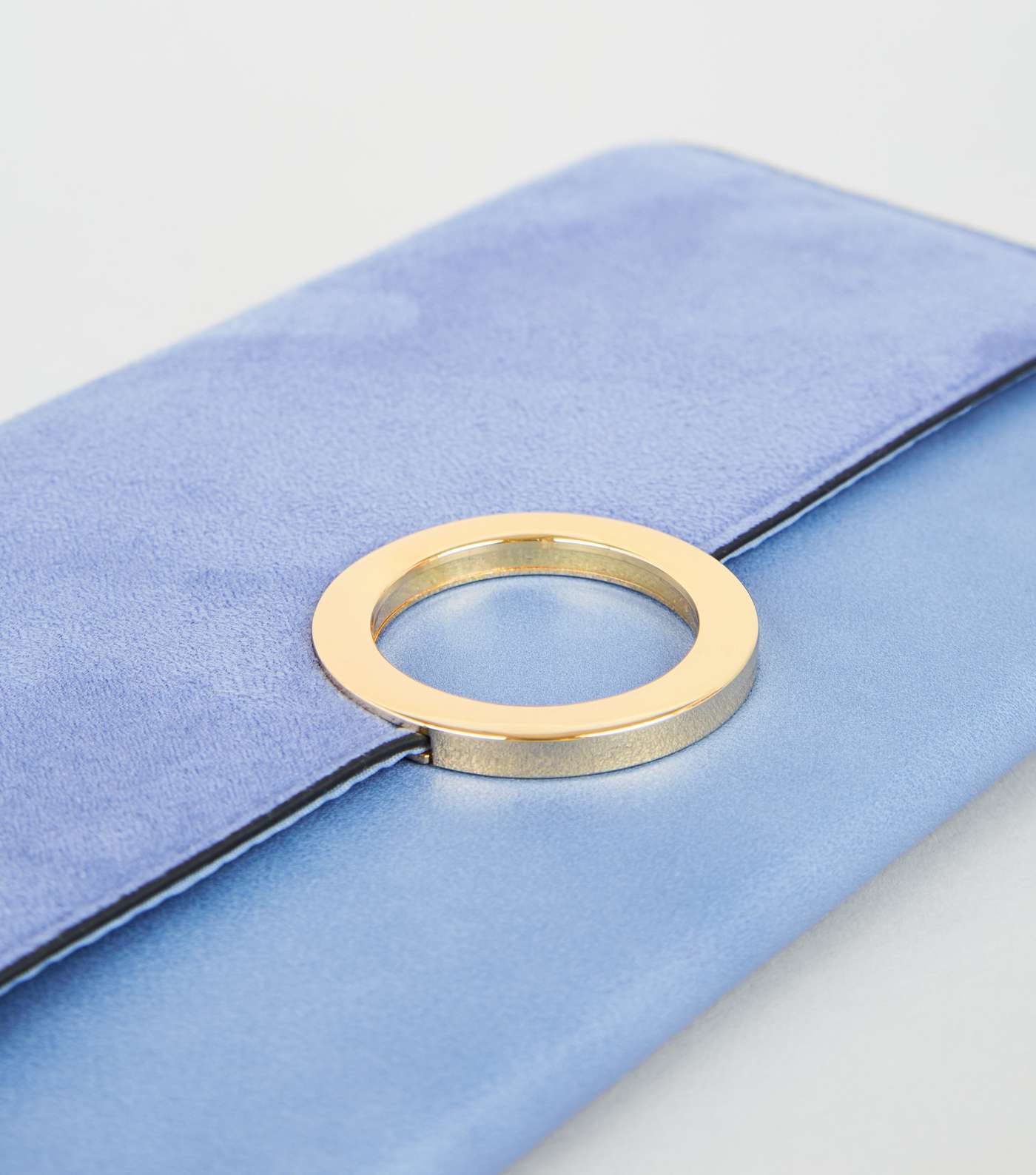 Pale Blue Leather-Look Ring Front Clutch Image 4