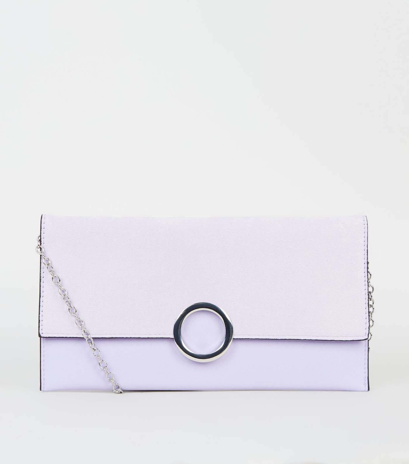 Lilac Leather-Look Ring Front Clutch 