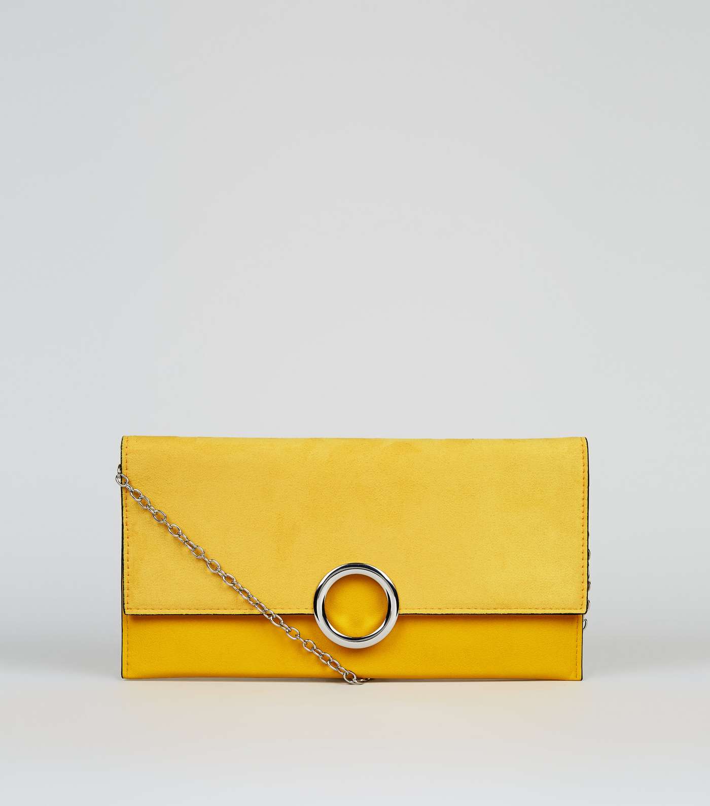 Yellow Leather-Look Ring Front Clutch 