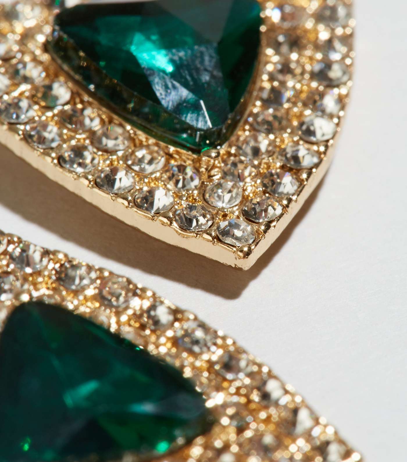Green Diamanté Triangle Stud Earrings Image 3
