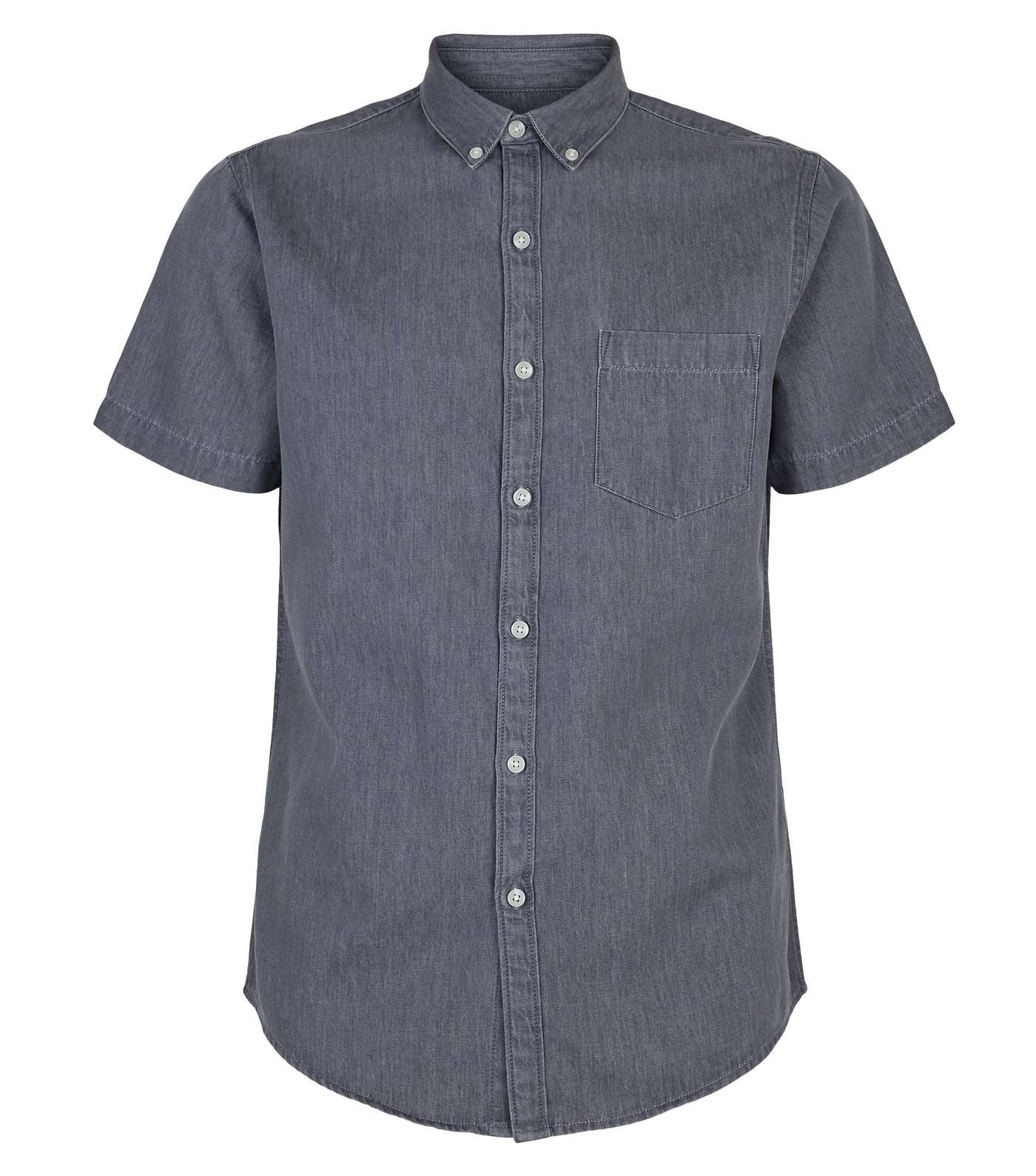 Grey Denim Short Sleeve Shirt Image 4
