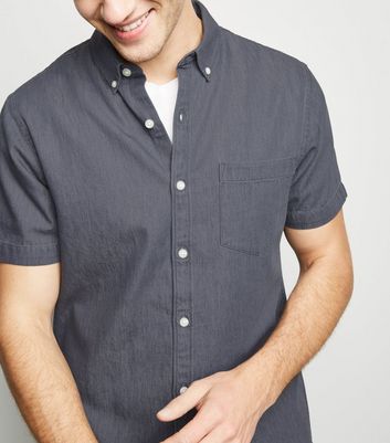 Grey Denim Short Sleeve Shirt | New Look