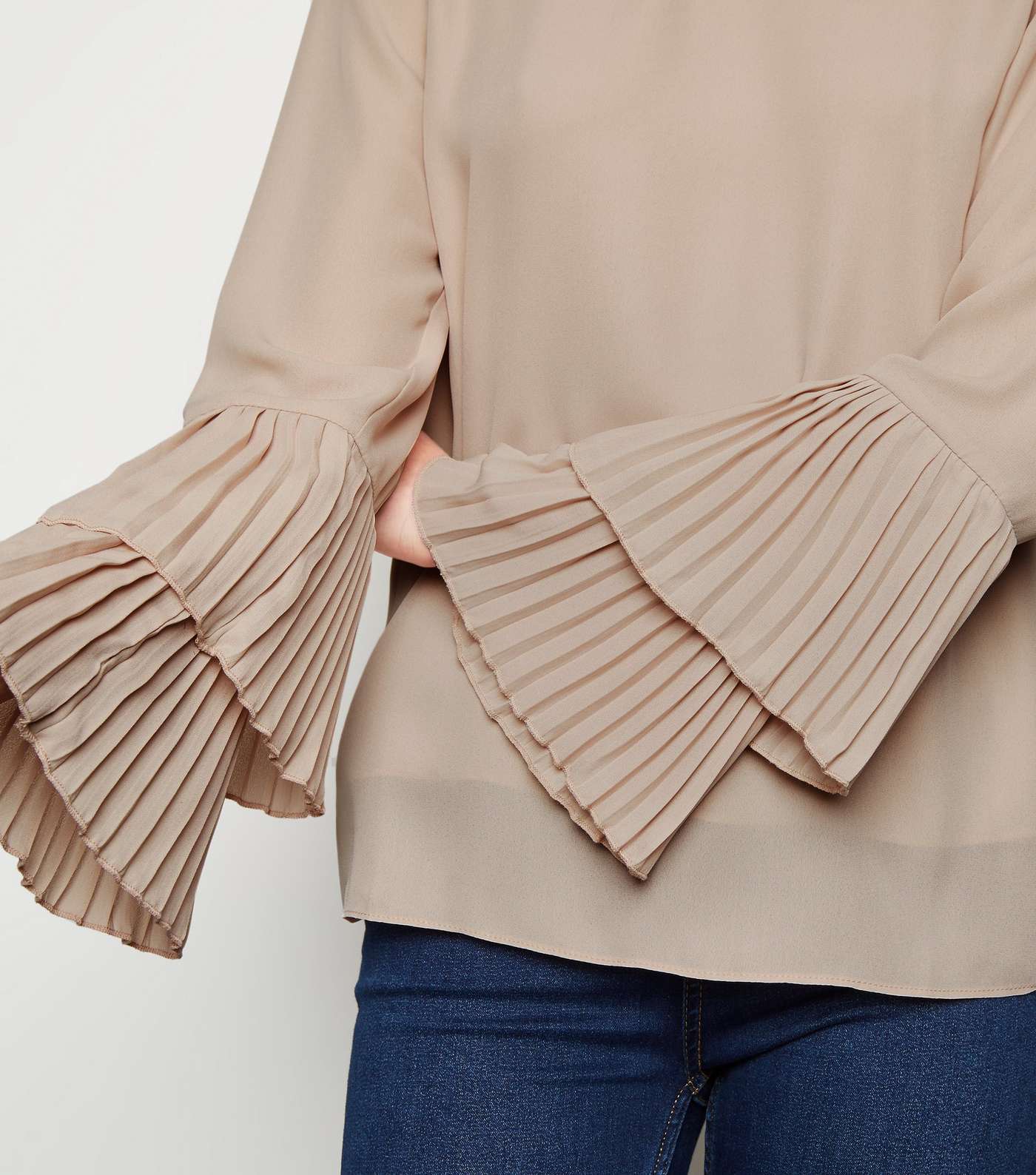 Pale Pink Pleated Tiered Sleeve Blouse  Image 5