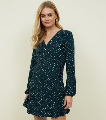 new look polka dot wrap dress