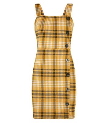 mustard check pinafore dress