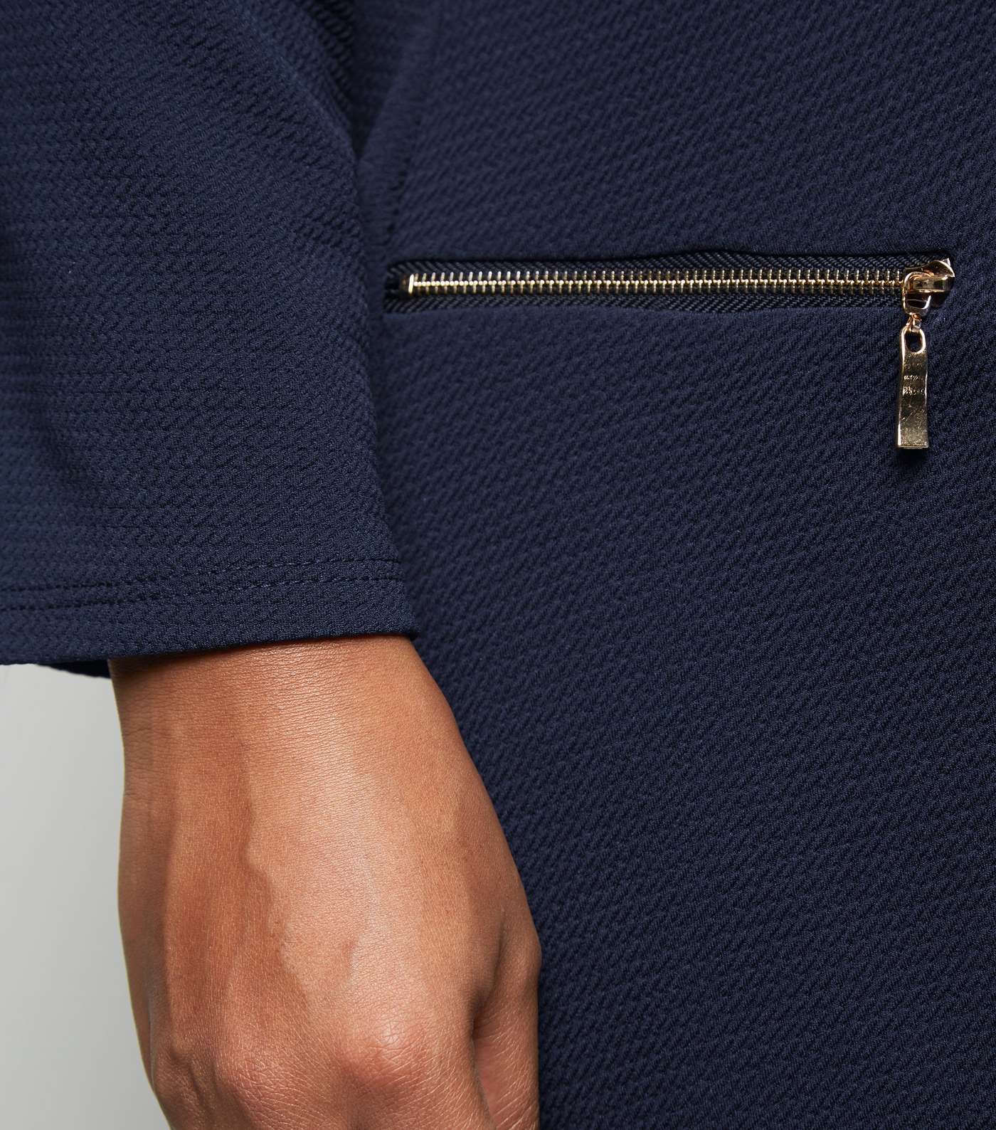 Mela Curves Navy Zip Pocket Blazer  Image 2