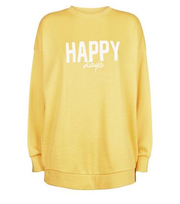 yellow happy sweatshirt