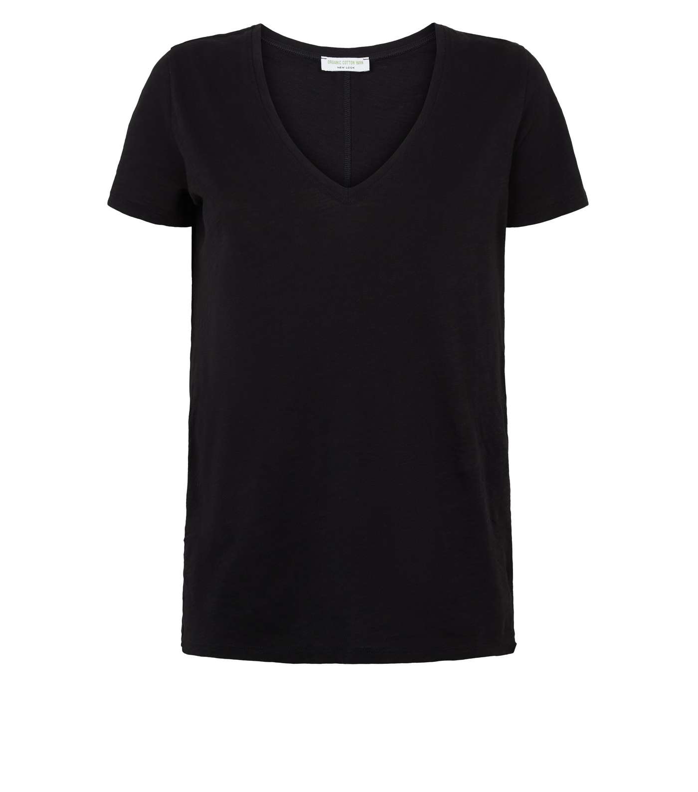 Black Organic Cotton V Neck T-Shirt  Image 4
