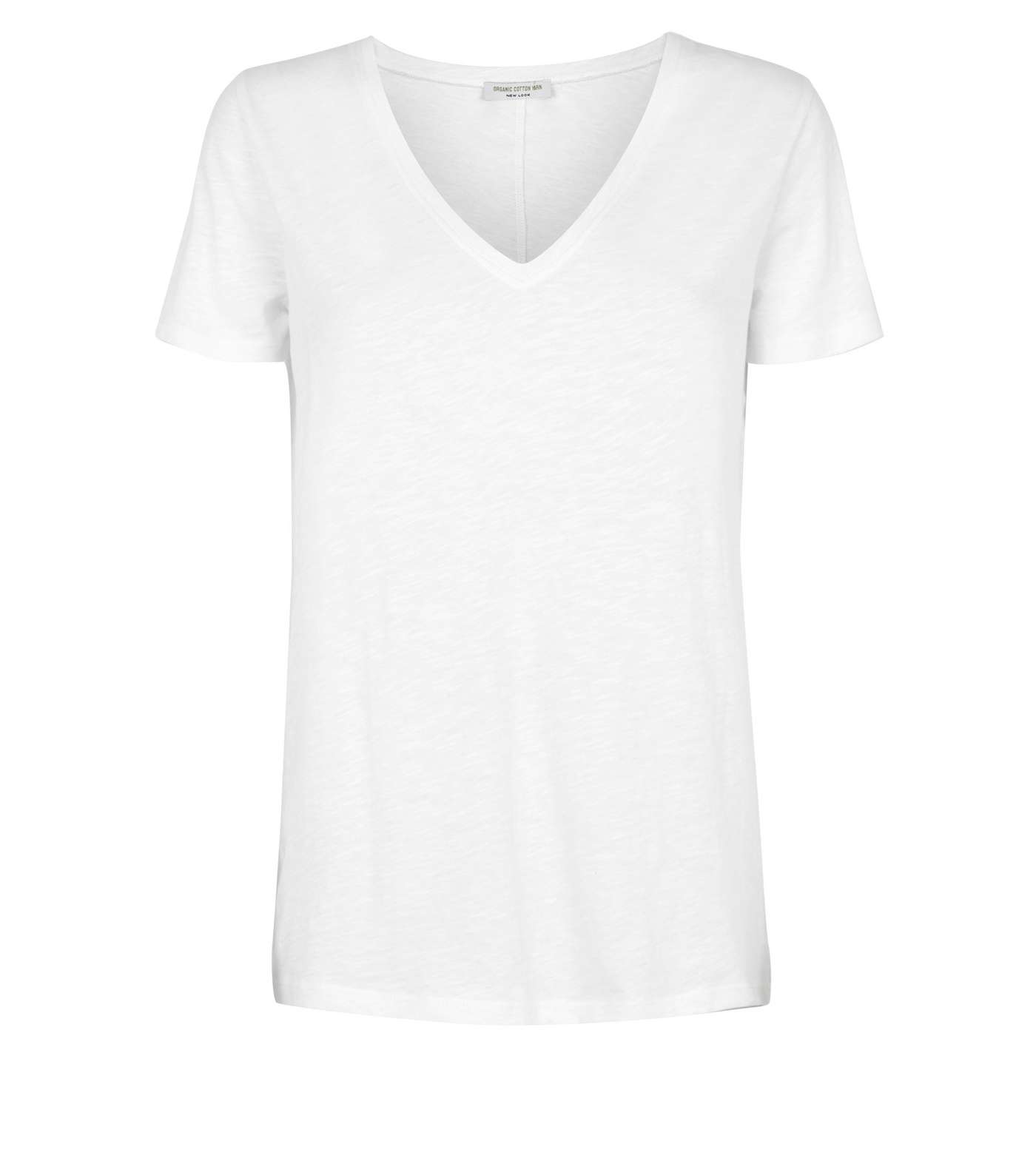 Off White Organic Cotton V Neck T-Shirt  Image 4