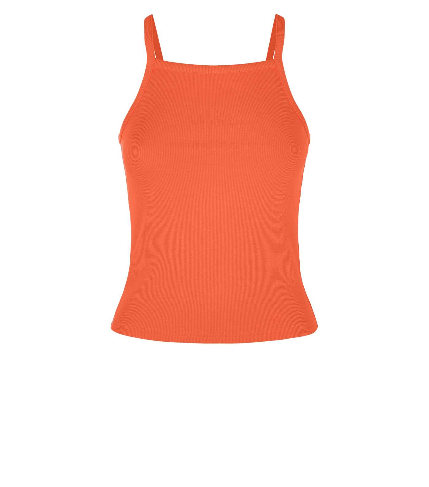 Coral Ribbed High Neck Cami Image 4