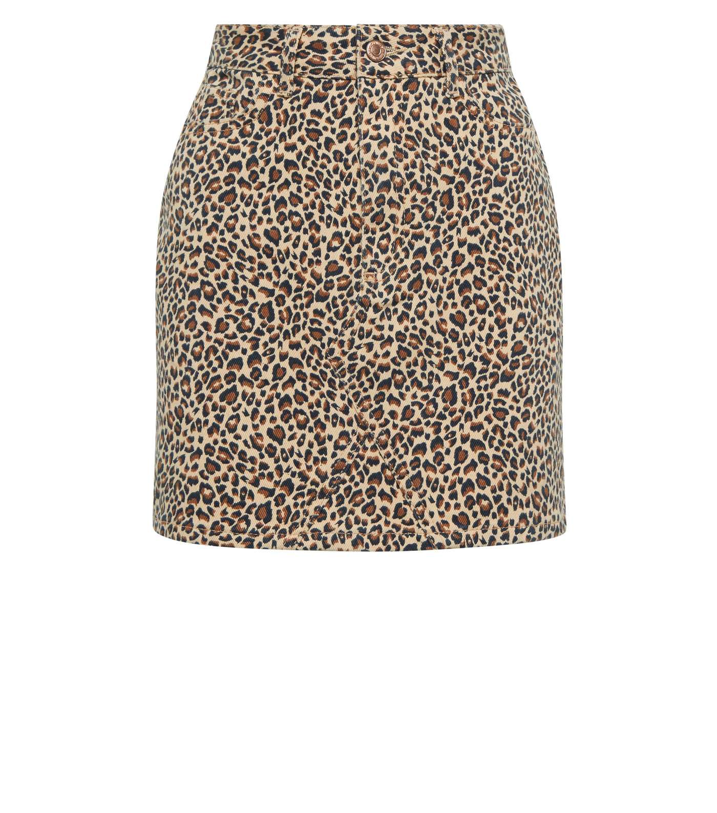 Petite Brown Leopard Print Denim Skirt Image 4