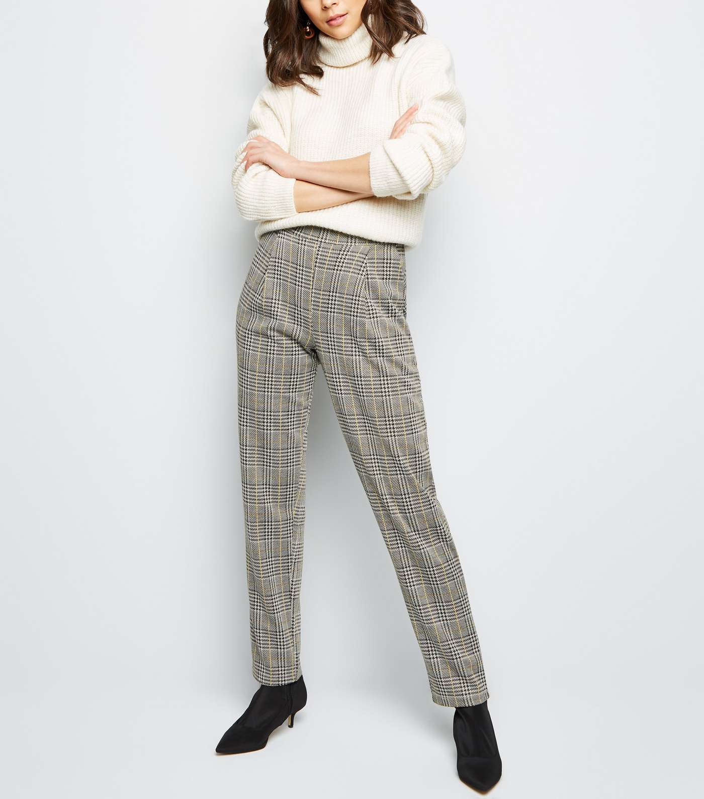 Tall Light Grey Check Pull On Trousers 