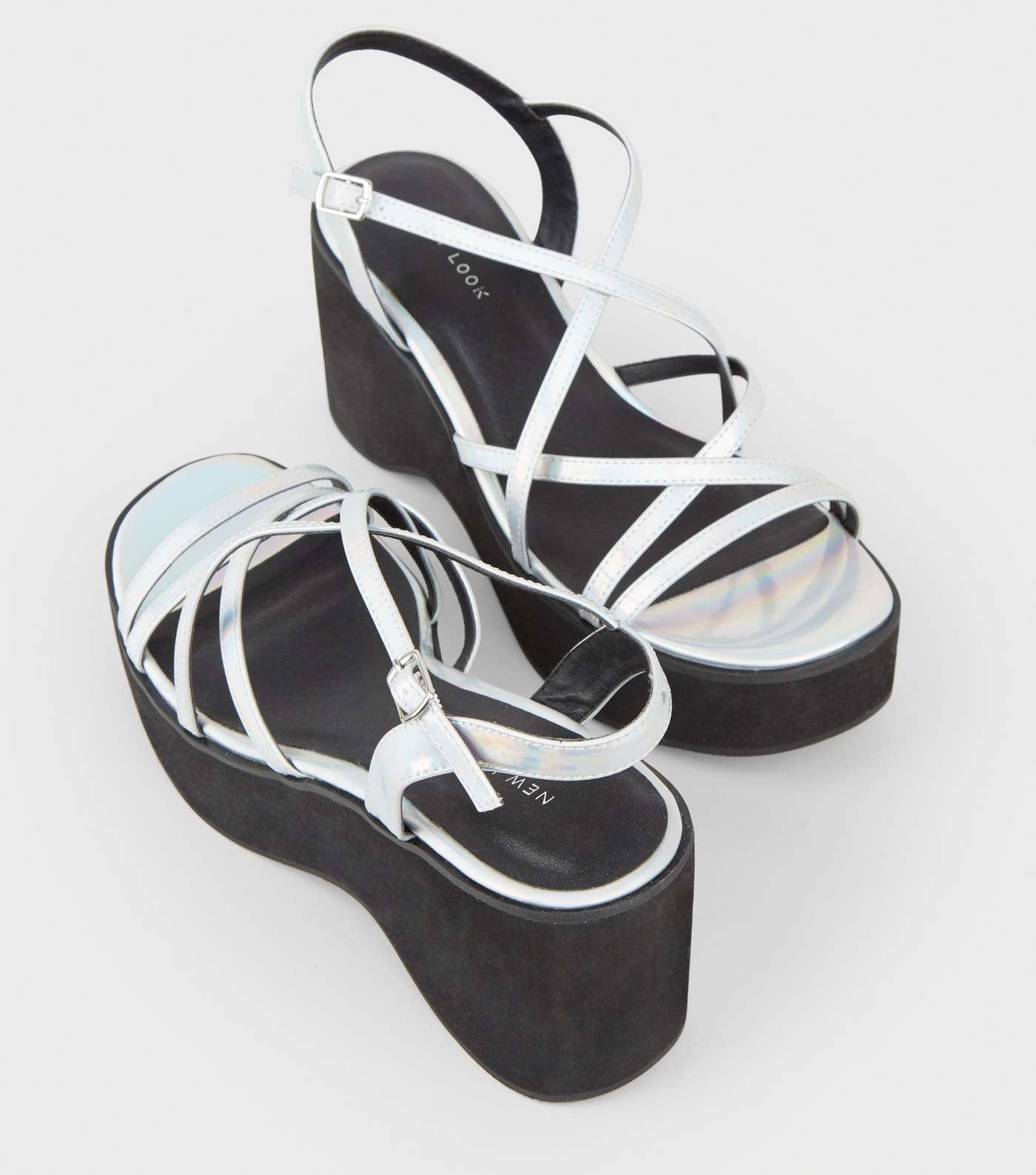 Multicoloured Iridescent Strappy Flatform Sandals Image 4