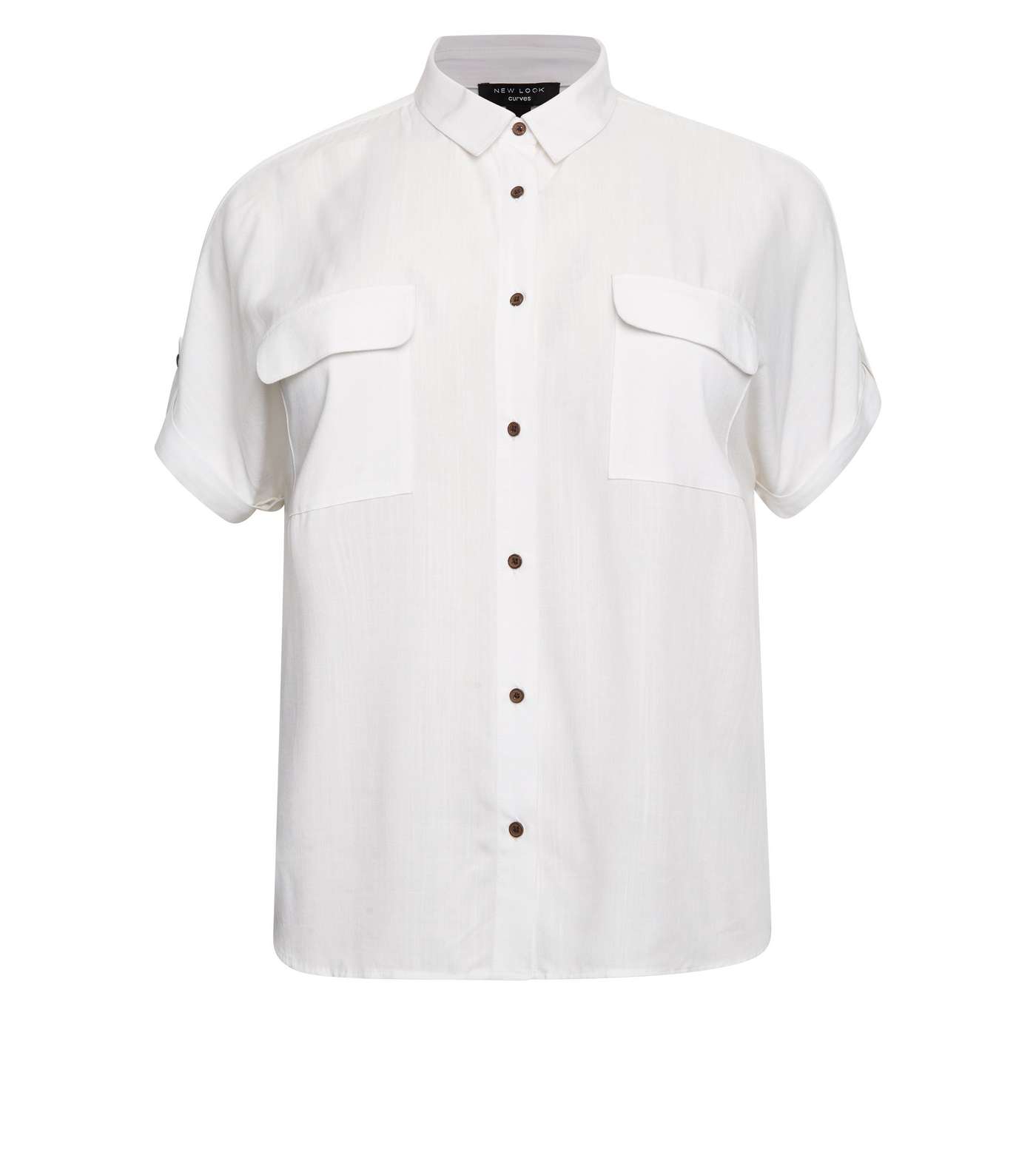Curves Off White Pocket Front Shirt Image 4