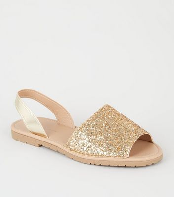 gold slip on sandals