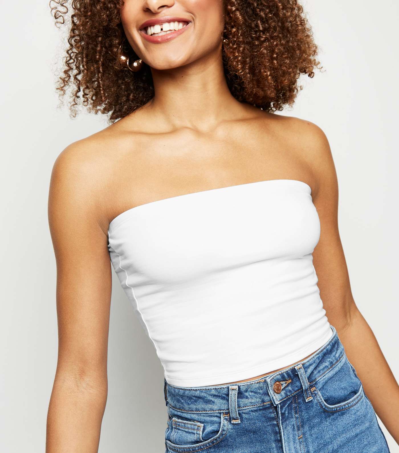 White Cropped Bandeau Top