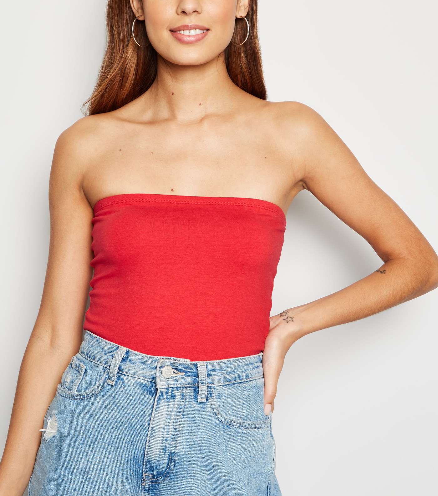 Red Cropped Bandeau Top 