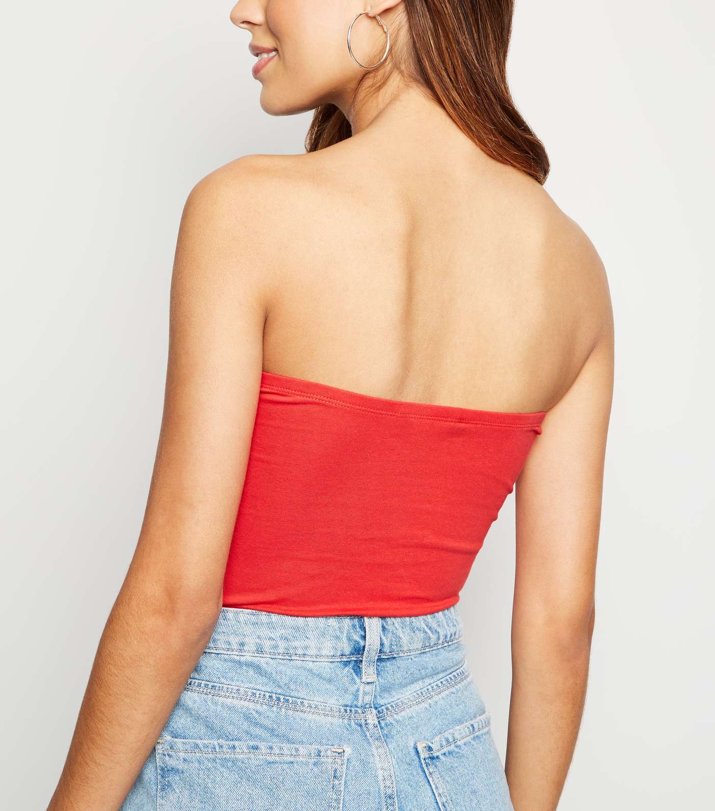 Red Cropped Bandeau Top  Image 3