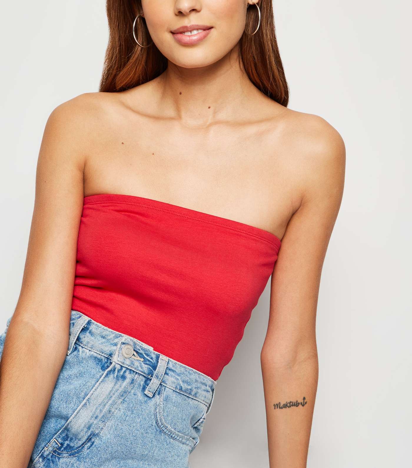 Red Cropped Bandeau Top  Image 5