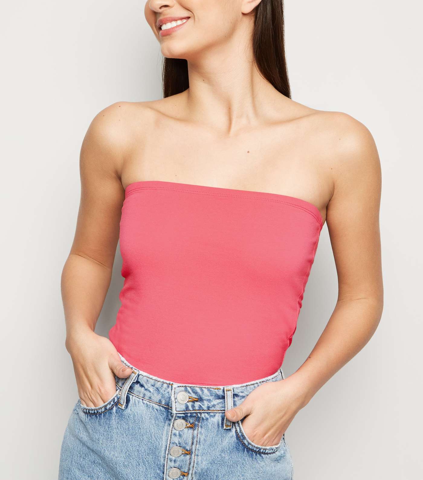 Mid Pink Cropped Bandeau Top