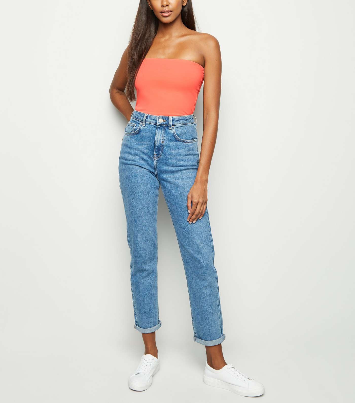 Coral Cropped Bandeau Top Image 2