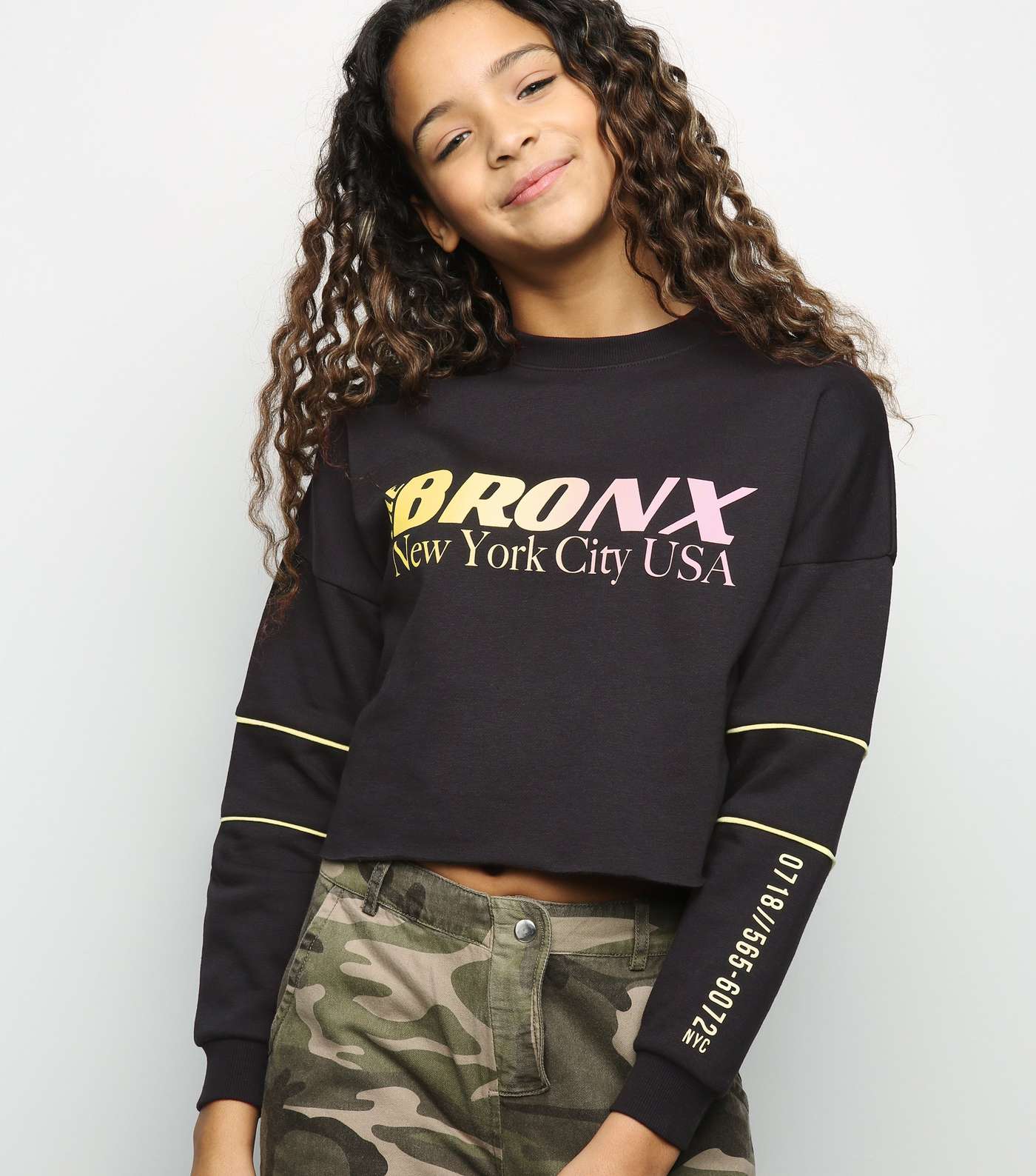Girls Black Bronx Neon Ombré Slogan Sweatshirt 