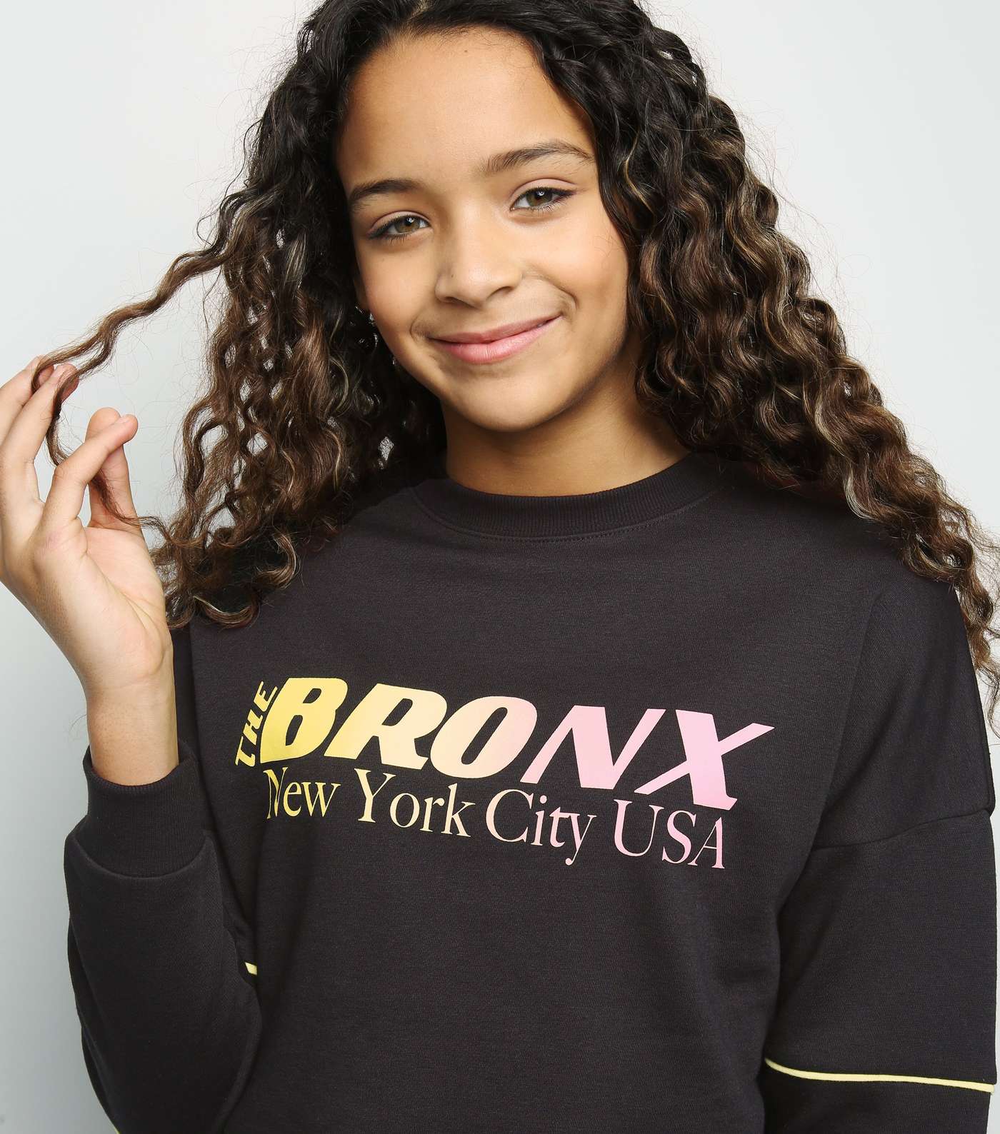 Girls Black Bronx Neon Ombré Slogan Sweatshirt  Image 3