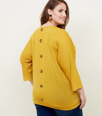 Blue Vanilla Curves Mustard Button Batwing Top New Look shop for Blue Vanilla Curves Mustard Button Batwing Top New Look at Shopo