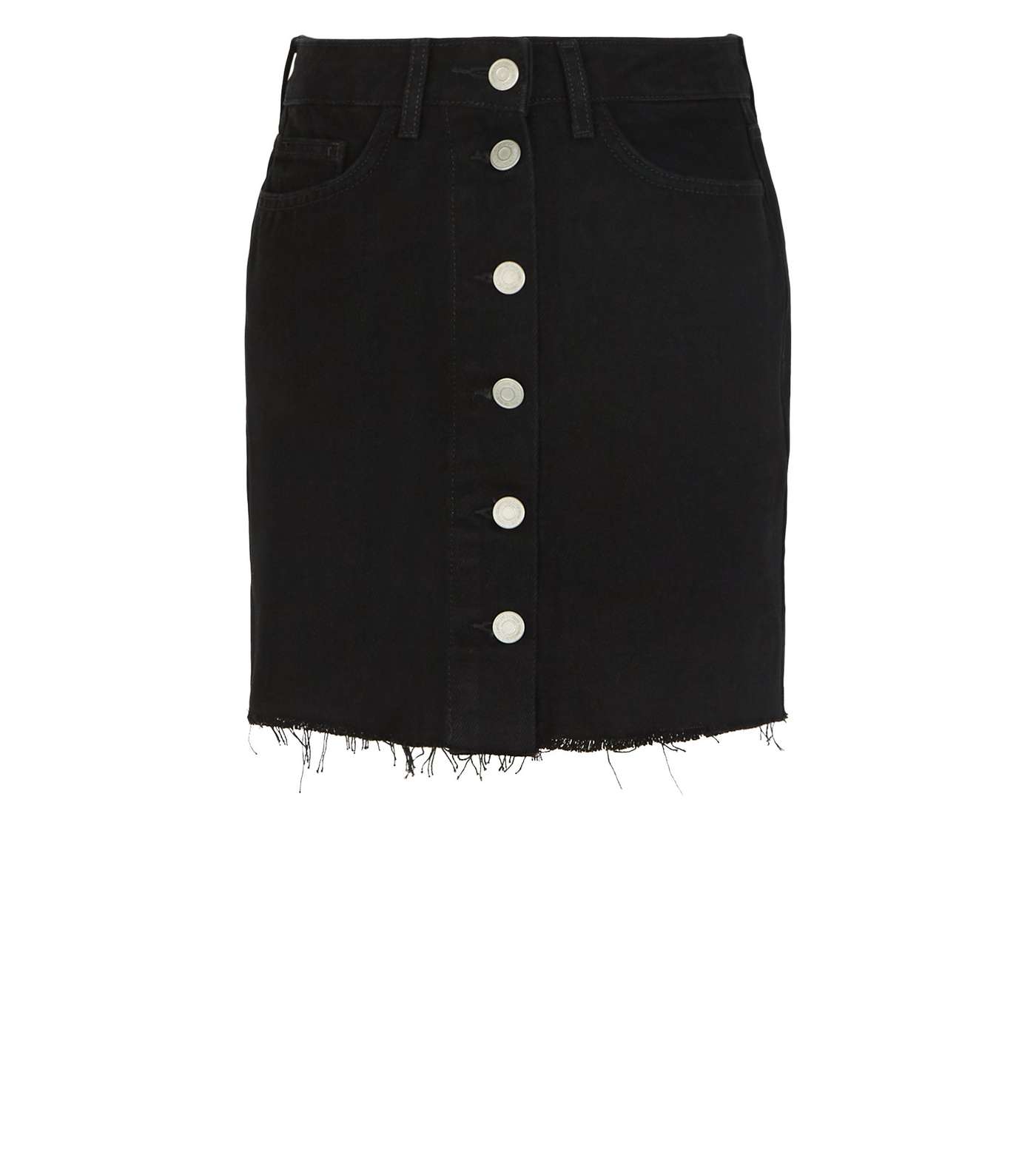 Girls Black Button Up Denim Skirt Image 4