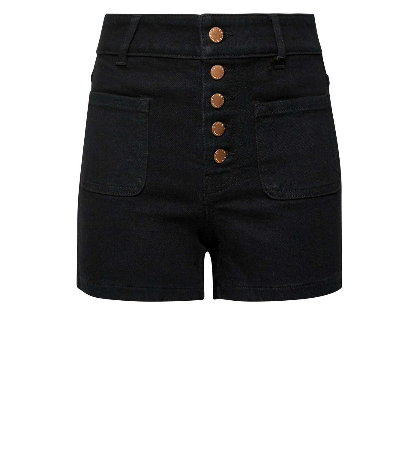 Girls Black Button Front Denim Shorts Image 4