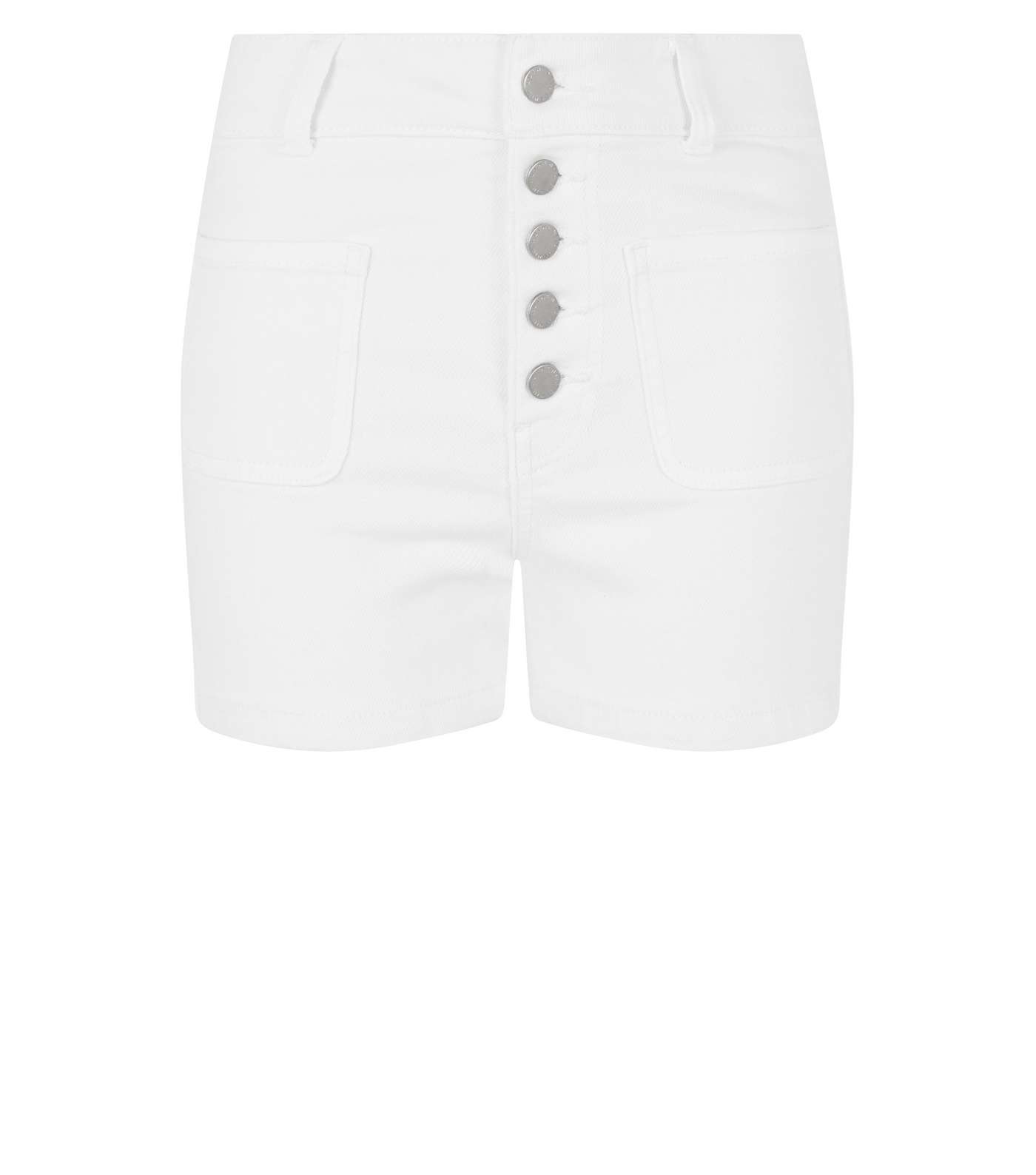 Girls White Button Front Denim Shorts Image 4