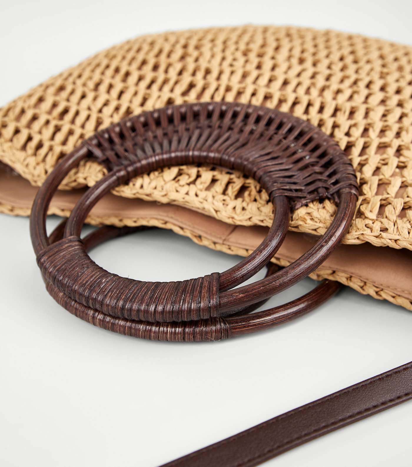 Stone Straw Effect Woven Handle Tote Bag Image 3