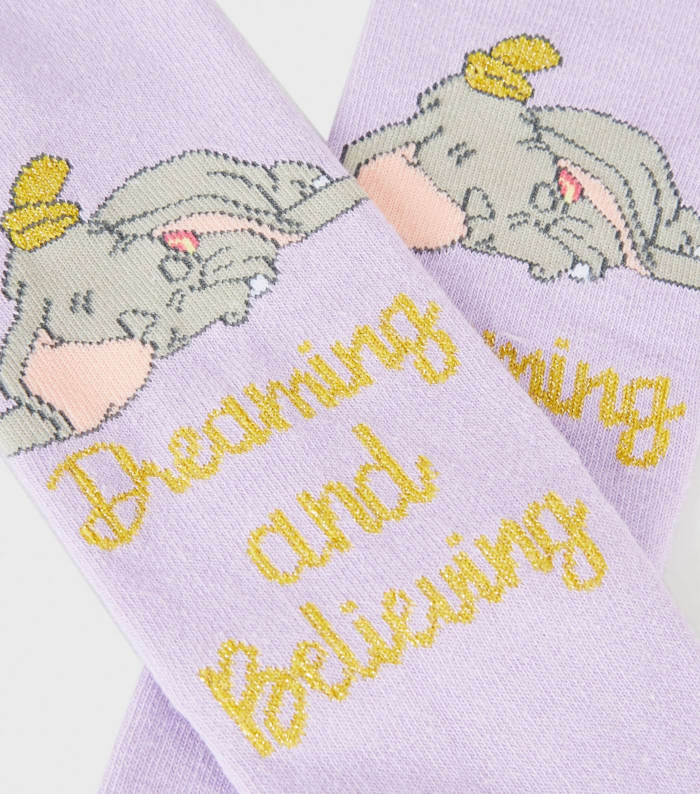Lilac Disney Dumbo Dreaming and Believing Socks Image 3