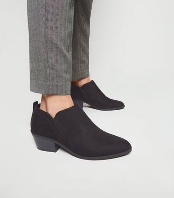 black shoe boots low heel
