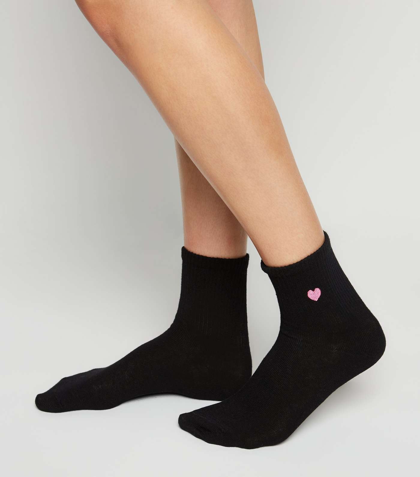 Black Heart Embroidered Socks  Image 2