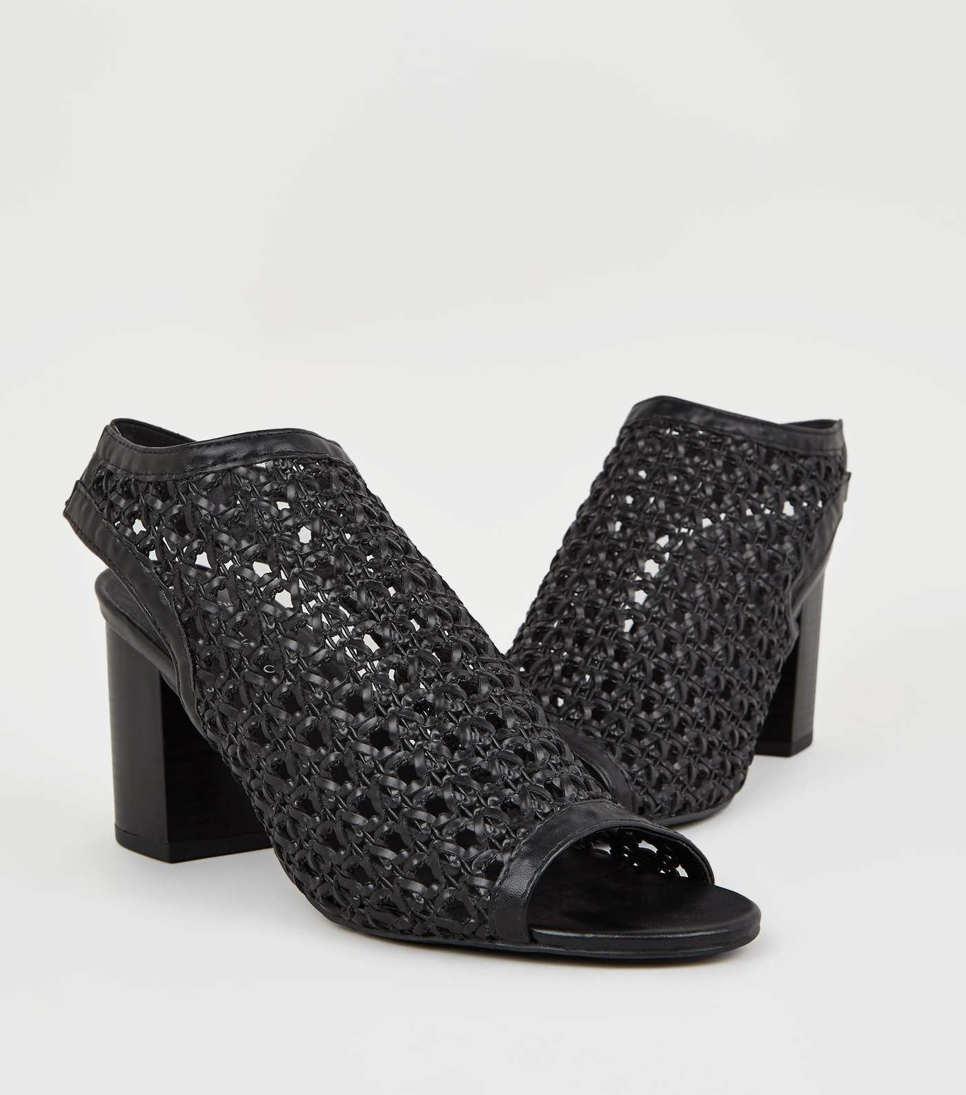 Wide Fit Black Leather-Look Woven Shoe Boots Image 3