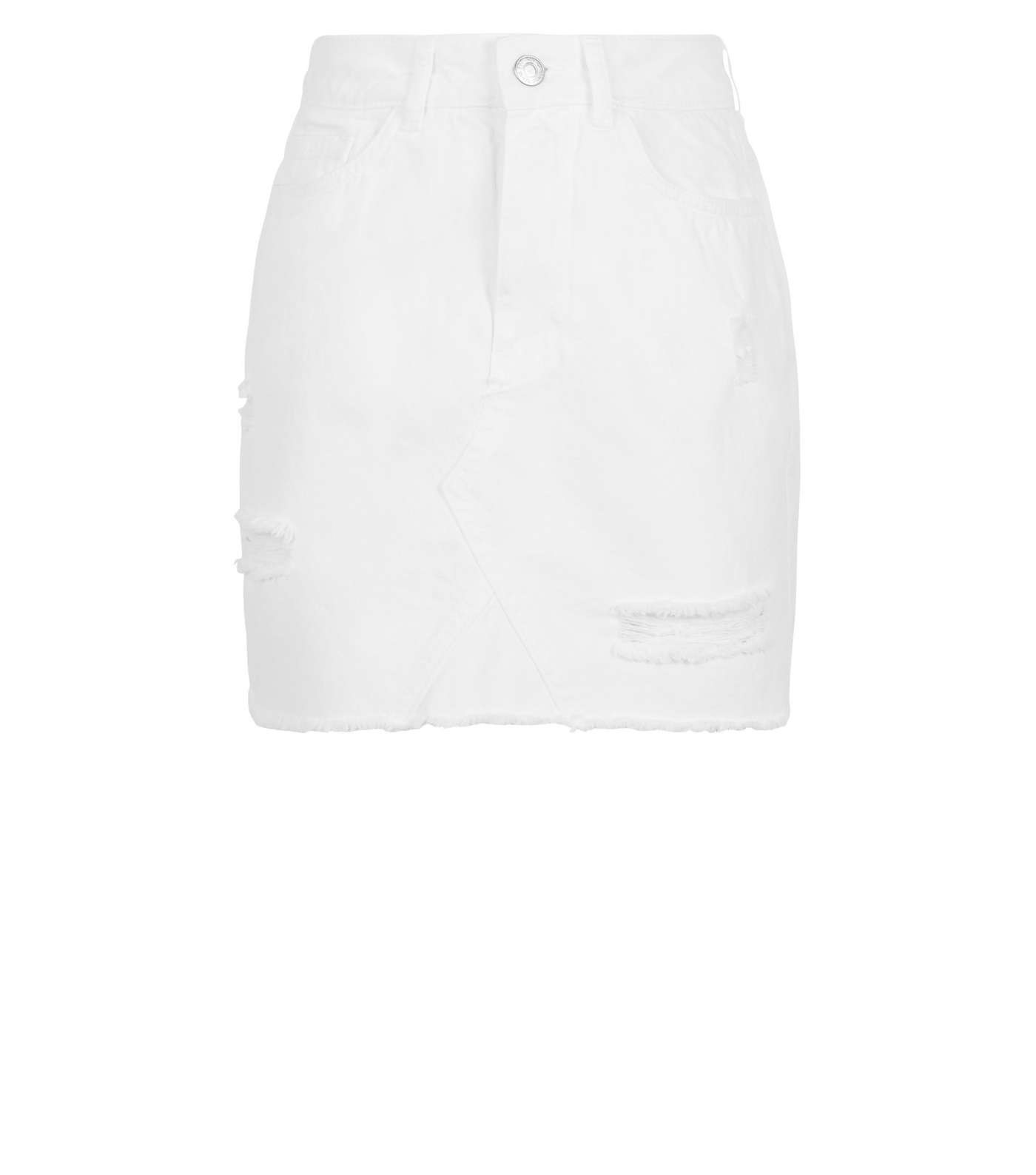 Girls White Ripped Denim Mom Skirt Image 4