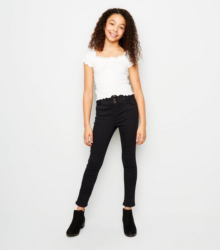 Girls Schwarze High Waist Skinny Jeans New Look